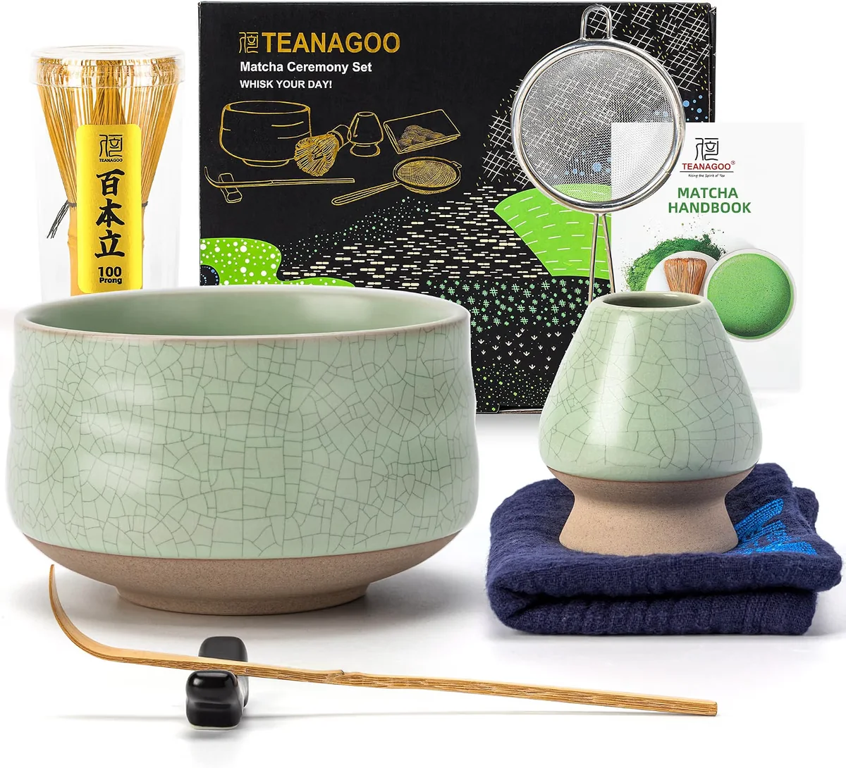 Matcha-Starter-Set mit Schale und Bambusbesen